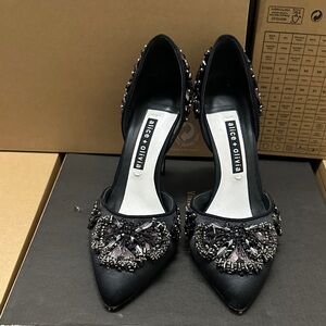Alice + Olivia Black Embellished Heels